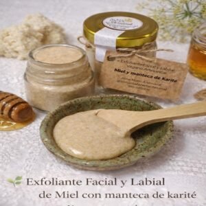 exfoliante facial y labial de miel con karité e hinojo